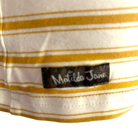 Matilda Jane Striped 3/4 Sleeve Shirt Yellow White Buttons Stretch Size Small - Picture 8 of 9